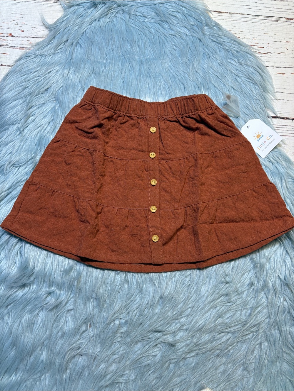 NWT Little Co. by Lauren Conrad Tiered Button Front Skirt in Cinnamon sz 5T